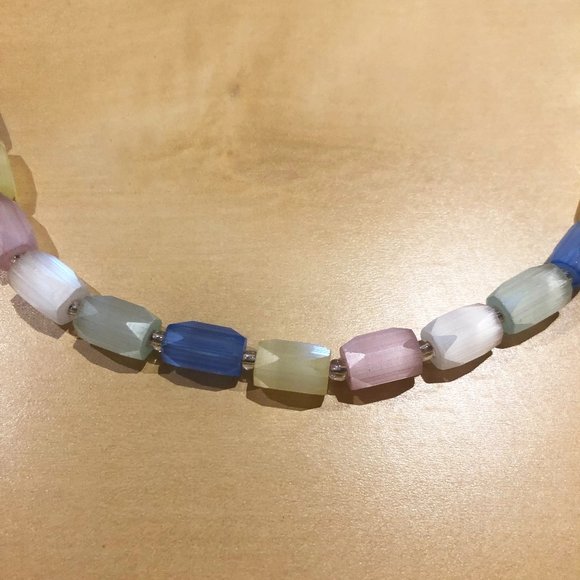 Vintage Art Deco Harlequin Glass Bead Multi Colour Pastel Necklace - Picture 4 of 7